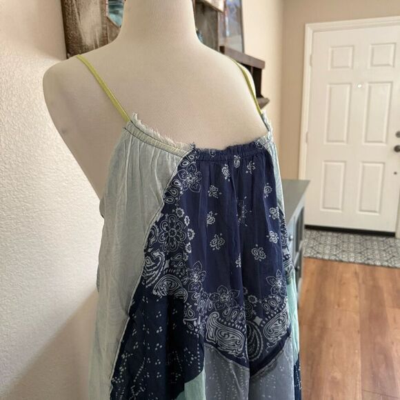 NWT Free People Womens Patchwork Halter Happy Days Maxi Dress Indigo Combo M/L - Picture 9 of 16